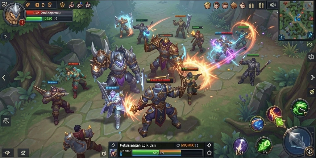 Tangkapan layar F32 menampilkan pertarungan seru antar pemain dalam dunia MMORPG.
