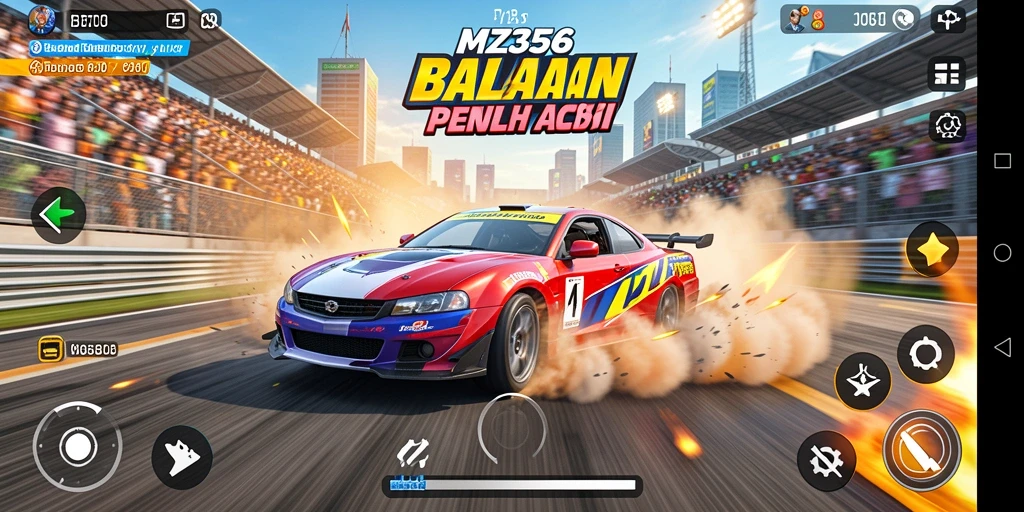 Tangkapan layar MZ356 menampilkan aksi balapan yang mendebarkan.
