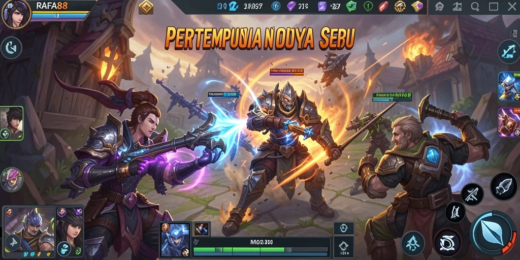 Screenshot utama RAFA88 yang menampilkan aksi pertempuran di arena.