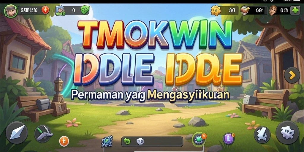 Tangkapan layar gameplay TMOKWIN yang menunjukkan kemajuan permainan Idle.