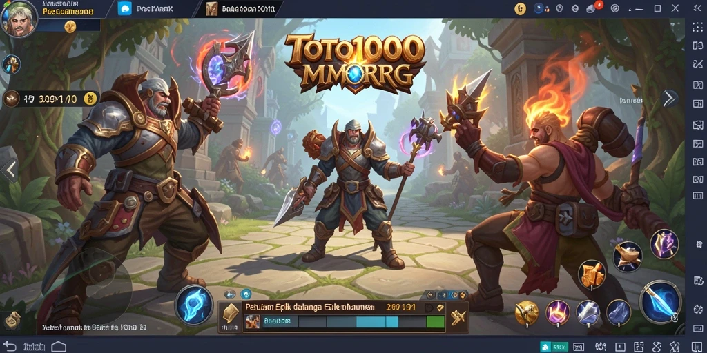 Screenshot TOTO1000 menampilkan aksi pertempuran seru dalam dunia MMORPG.