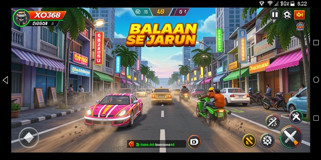 Gameplay balapan seru di jalanan kota yang menantang.